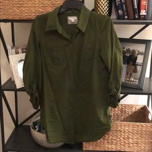 Anthropologie hunter green button down